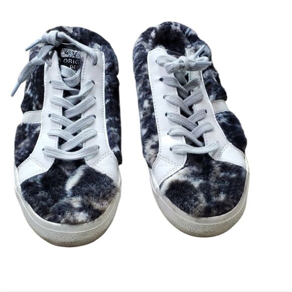 Vintage Havana Gray & Black Faux Fur Snakeskin Slip on Sneakers - Picture 6 of 7